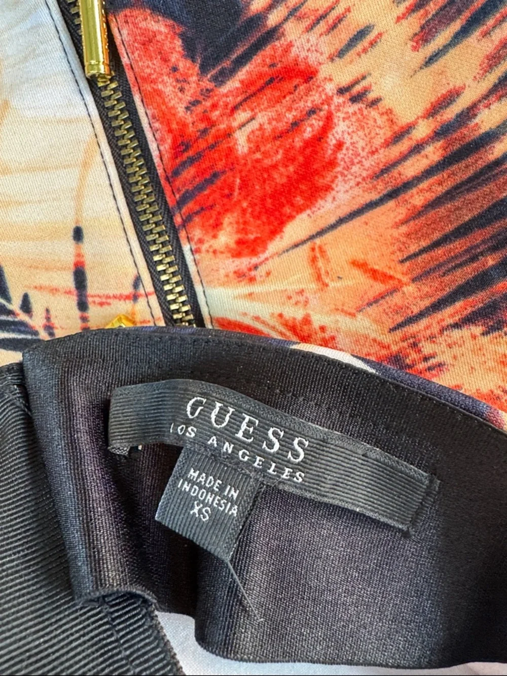 Floral Palm Print A-Line Skirt and Top matching set in Peach & Navy by GUESS.